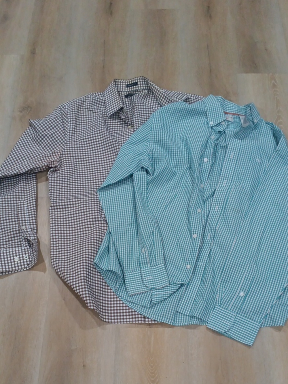 Dockers Men's Teal and Brown Gingham Button-Down Shirt Duo